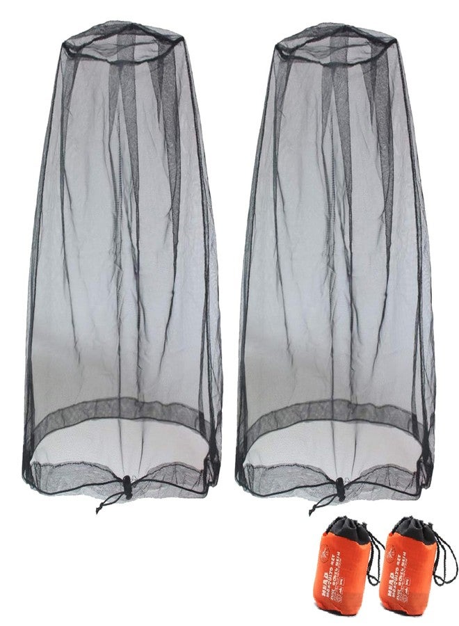 Gwindrise Mosquito Head Net for Insect, 2 Pack, Ultra-Fine Mesh, Fly Bug Mosquito Net Hat, Black, Large Coverage for Camping, Hiking, Fishing, Gardening, Safari, Fits All Hats for Adults - Image 1